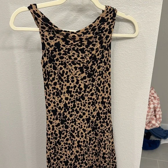Reformation Kristine Women's Asymmetrical Neckline Leopard Print Mini - Picture 8 of 9